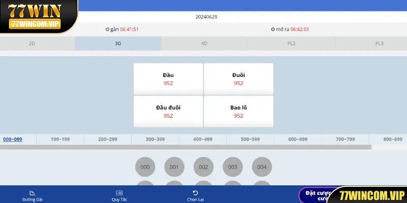 Giao diện xổ số 77win cực đỉnh, đơn giản và dễ nhìn